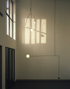 Chandelier, Mobile Opaline Glass Globes, Brass or Black, G9 and G4