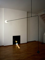 Chandelier, Mobile Opaline Glass Globes, Brass or Black, G9 and G4