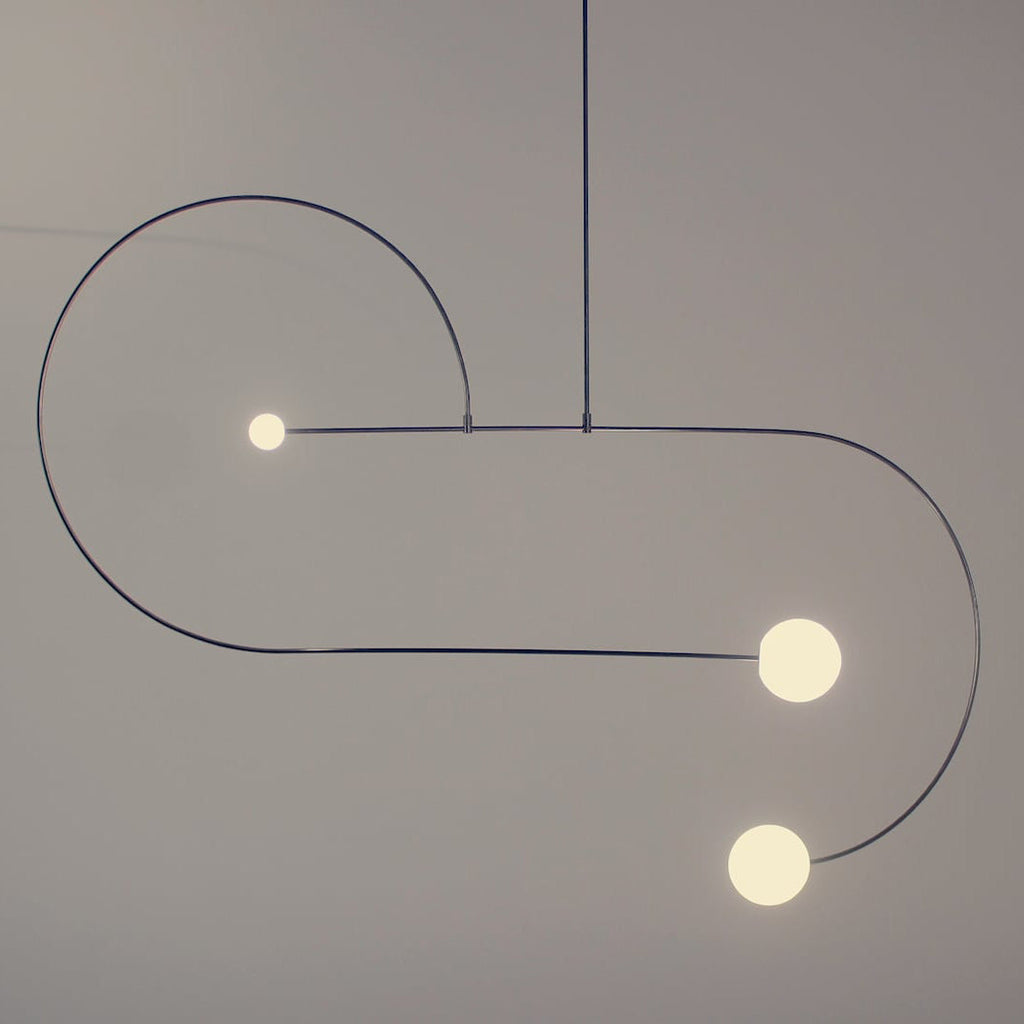 Chandelier, Mobile Opaline Glass Globes, Brass or Black, G9 and G4