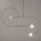 Chandelier, Mobile Opaline Glass Globes, Brass or Black, G9 and G4