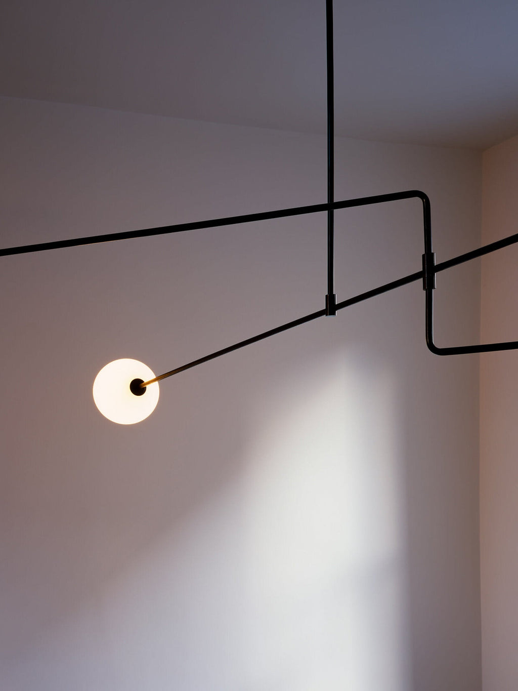Chandelier, Mobile Opaline Glass Globes, Brass or Black, G9 and G4
