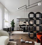Chandelier, Mobile Opaline Glass Globes, Brass or Black, G9 and G4