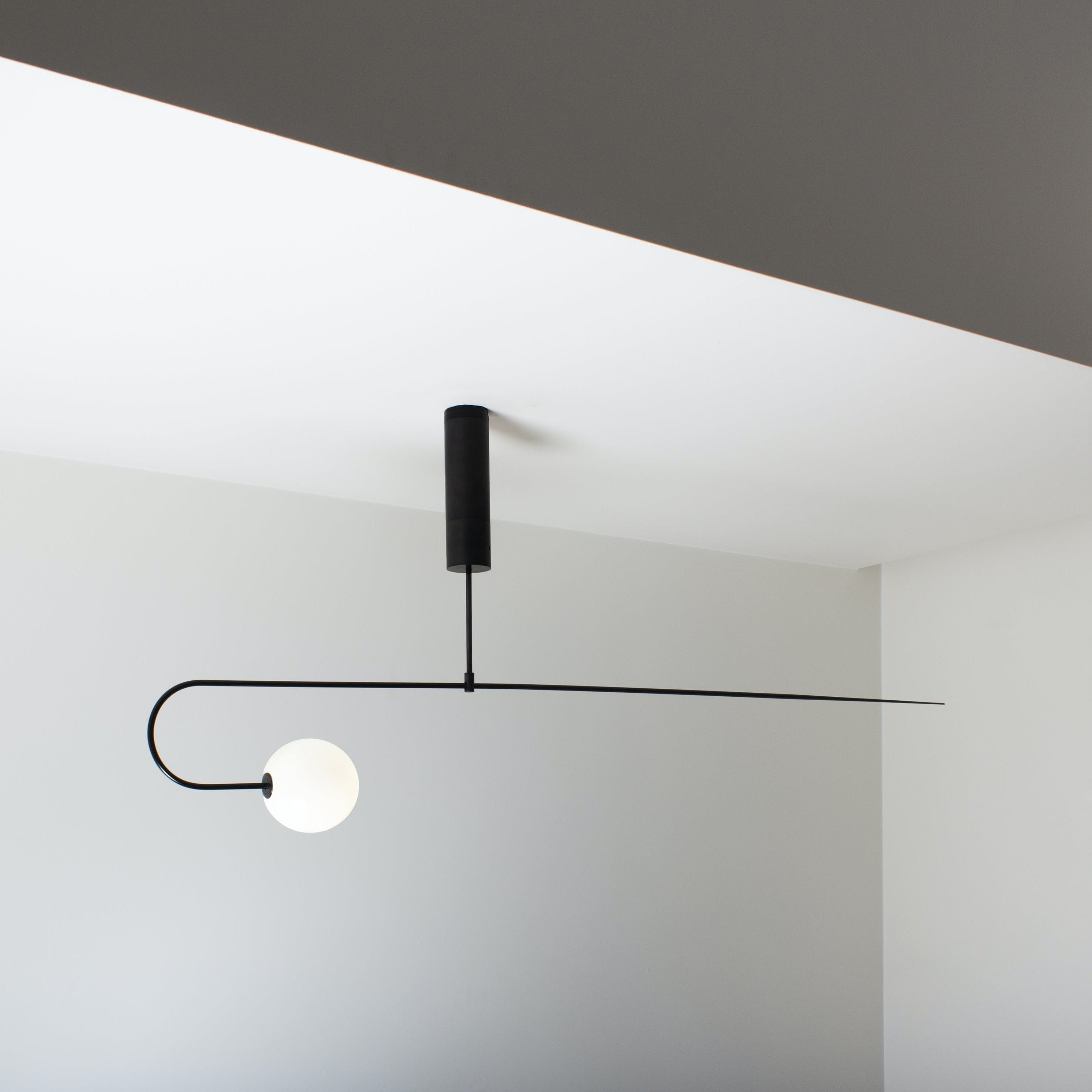 Chandelier, Mobile Opaline Glass Globes, Brass or Black, G9 and G4