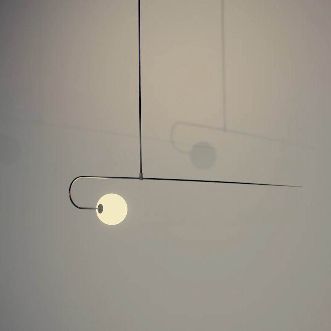 Chandelier, Mobile Opaline Glass Globes, Brass or Black, G9 and G4