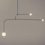 Chandelier, Mobile Opaline Glass Globes, Brass or Black, G9 and G4