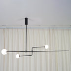Chandelier, Mobile Opaline Glass Globes, Brass or Black, G9 and G4