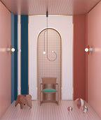 Chandelier, Mobile Opaline Glass Globes, Brass or Black, G9 and G4