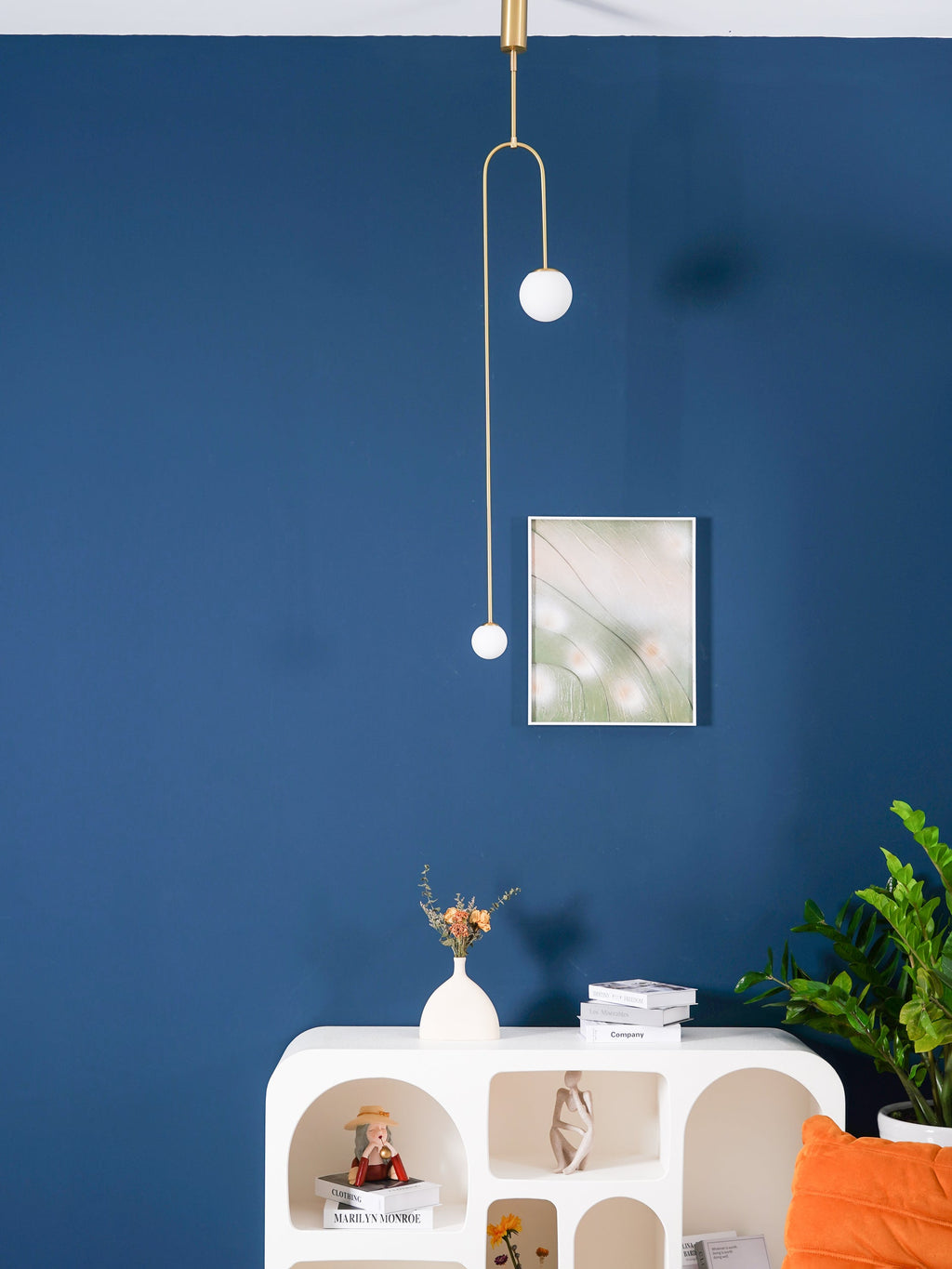 Chandelier, Mobile Opaline Glass Globes, Brass or Black, G9 and G4