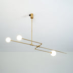 Chandelier, Mobile Opaline Glass Globes, Brass or Black, G9 and G4