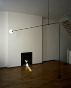 Chandelier, Mobile Opaline Glass Globes, Brass or Black, G9 and G4