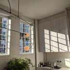 Chandelier, Mobile Opaline Glass Globes, Brass or Black, G9 and G4