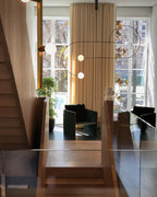 Chandelier, Mobile Opaline Glass Globes, Brass or Black, G9 and G4