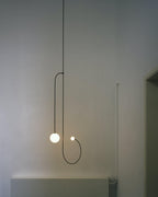 Chandelier, Mobile Opaline Glass Globes, Brass or Black, G9 and G4