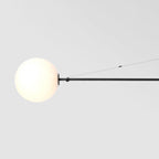 Chandelier, Mobile Opaline Glass Globes, Brass or Black, G9 and G4