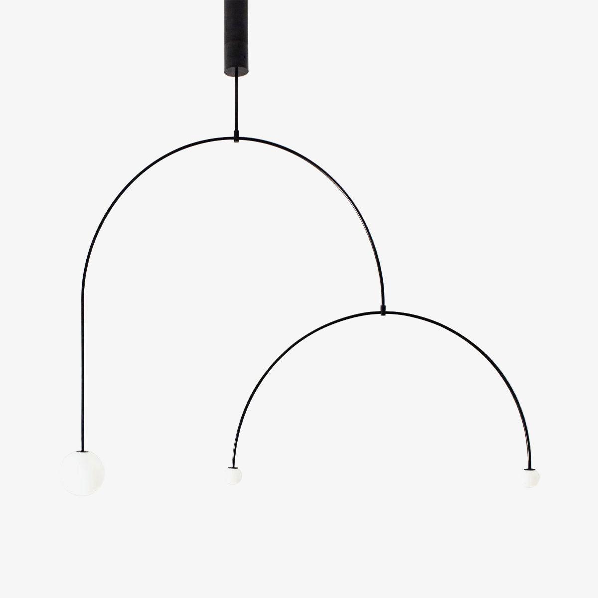 Chandelier, Mobile Opaline Glass Globes, Brass or Black, G9 and G4