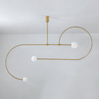 Chandelier, Mobile Opaline Glass Globes, Brass or Black, G9 and G4