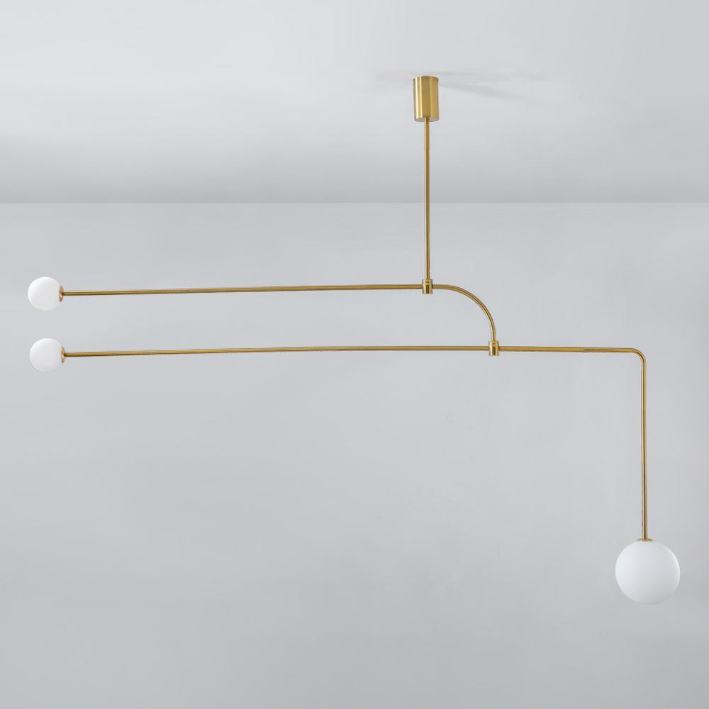 Chandelier, Mobile Opaline Glass Globes, Brass or Black, G9 and G4
