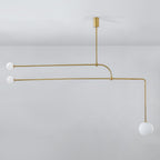 Chandelier, Mobile Opaline Glass Globes, Brass or Black, G9 and G4