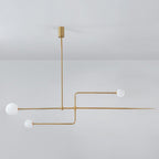 Chandelier, Mobile Opaline Glass Globes, Brass or Black, G9 and G4