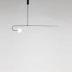 Mobile chandelier with brass arms and glowing glass globes