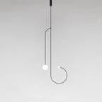 Chandelier, Mobile Opaline Glass Globes, Brass or Black, G9 and G4