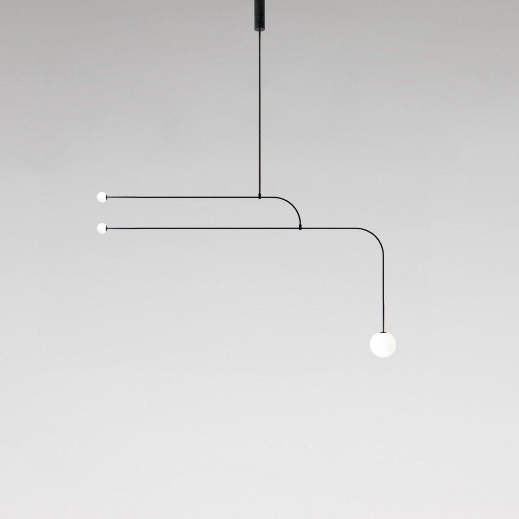 Chandelier, Mobile Opaline Glass Globes, Brass or Black, G9 and G4