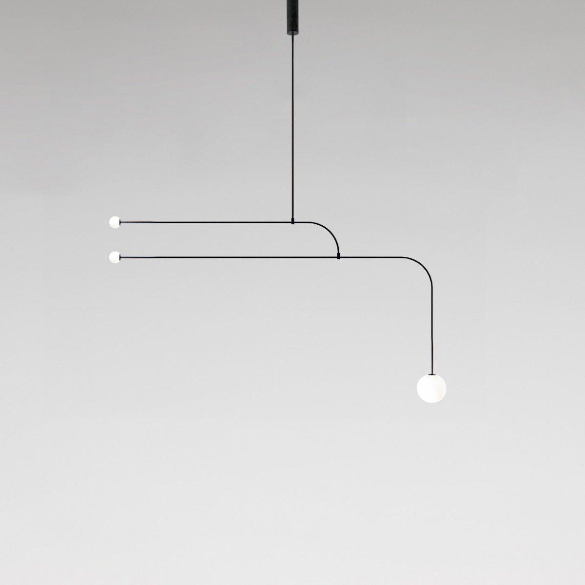 Chandelier, Mobile Opaline Glass Globes, Brass or Black, G9 and G4
