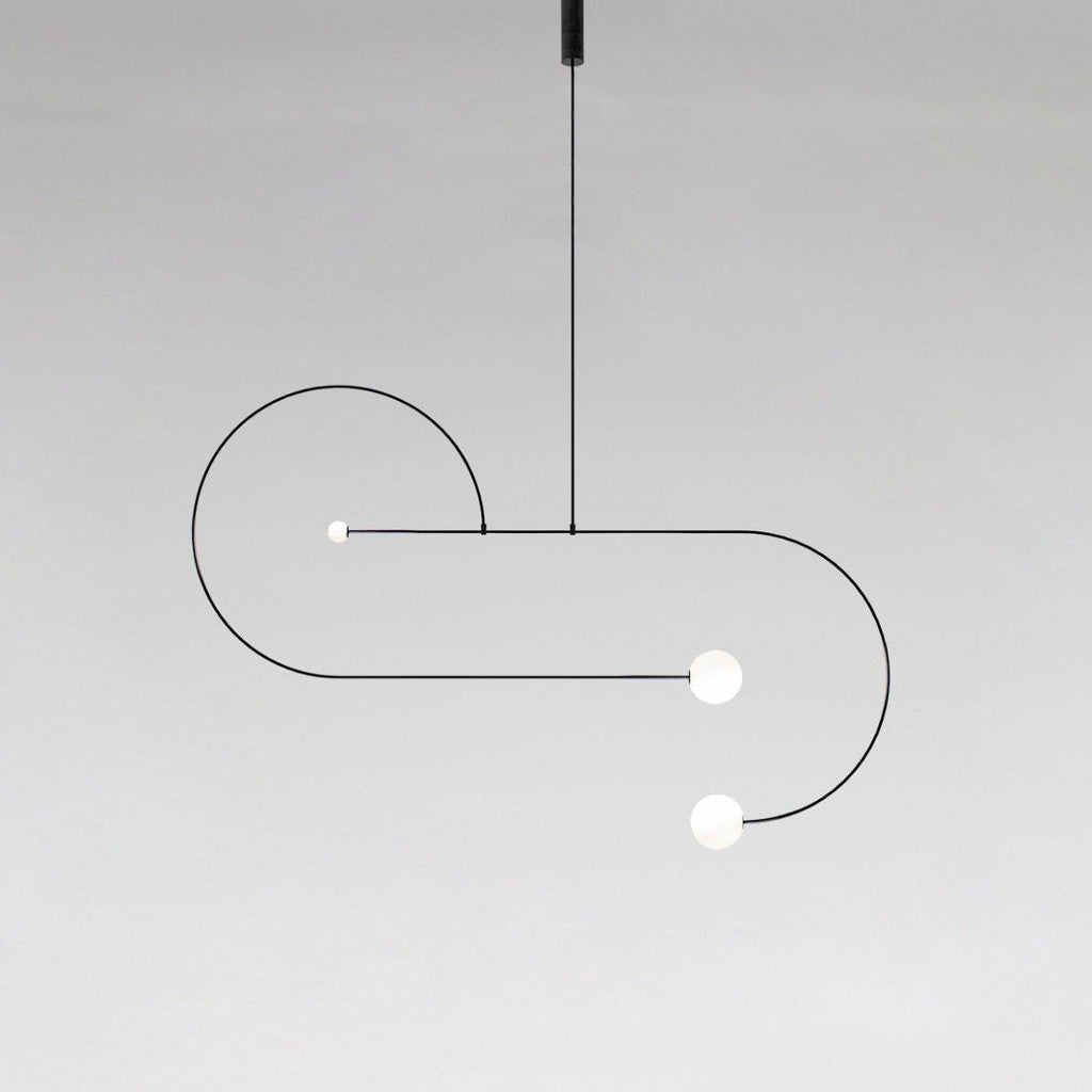 Chandelier, Mobile Opaline Glass Globes, Brass or Black, G9 and G4