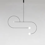 Chandelier, Mobile Opaline Glass Globes, Brass or Black, G9 and G4