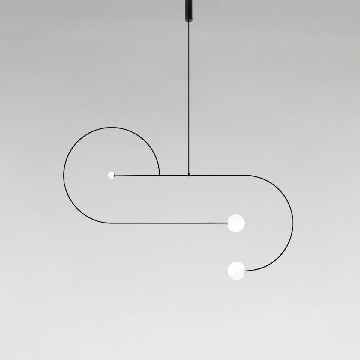 Chandelier, Mobile Opaline Glass Globes, Brass or Black, G9 and G4