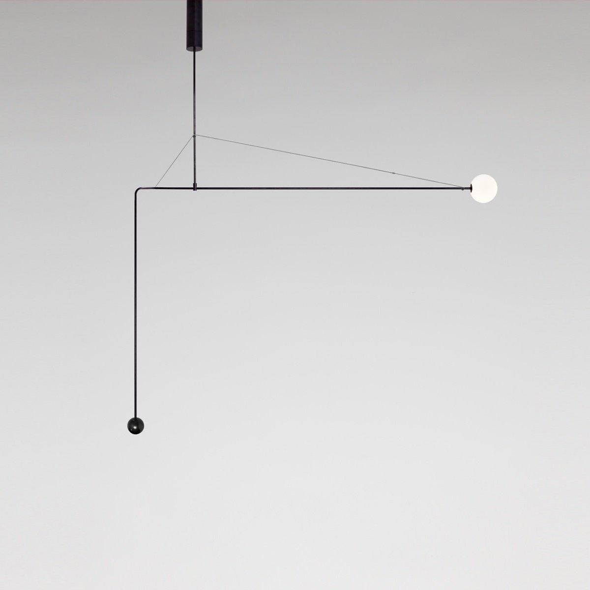 Chandelier, Mobile Opaline Glass Globes, Brass or Black, G9 and G4