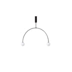 Mobile chandelier with opaline glass globes on slim black arms
