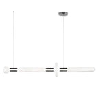 A round disc joint sits mid-bar on this Clérachic pendant, hung from a nickel ceiling plate.