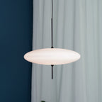 Opal Disc Pendel, Opaliseret Skærm, Sort eller Hvid, E26/E27