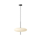 Opal disc pendant light shown switched on and off