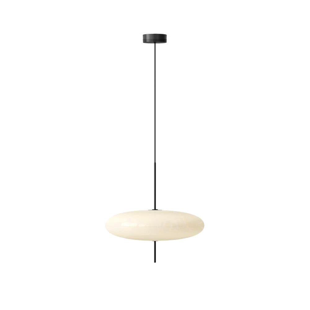 Opal disc pendant light shown switched on and off