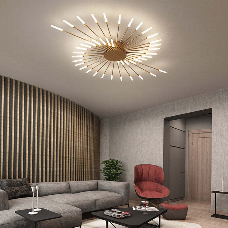Radial LED Ceiling Light, Metal Rod Design, 24-Inch Fixture