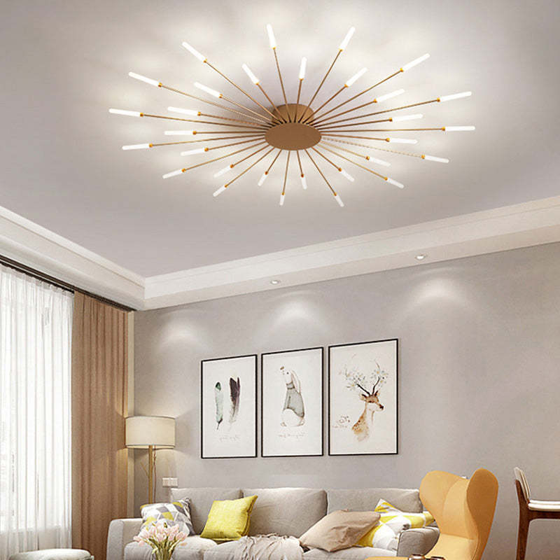 Radial LED Ceiling Light, Metal Rod Design, 24-Inch Fixture