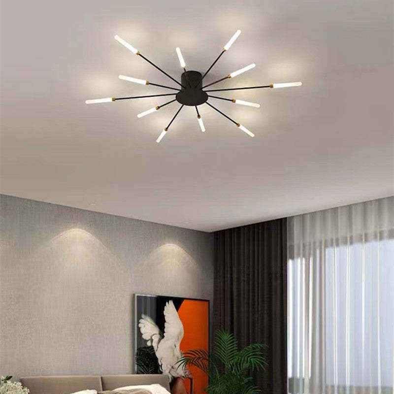 Radial LED Ceiling Light, Metal Rod Design, 24-Inch Fixture