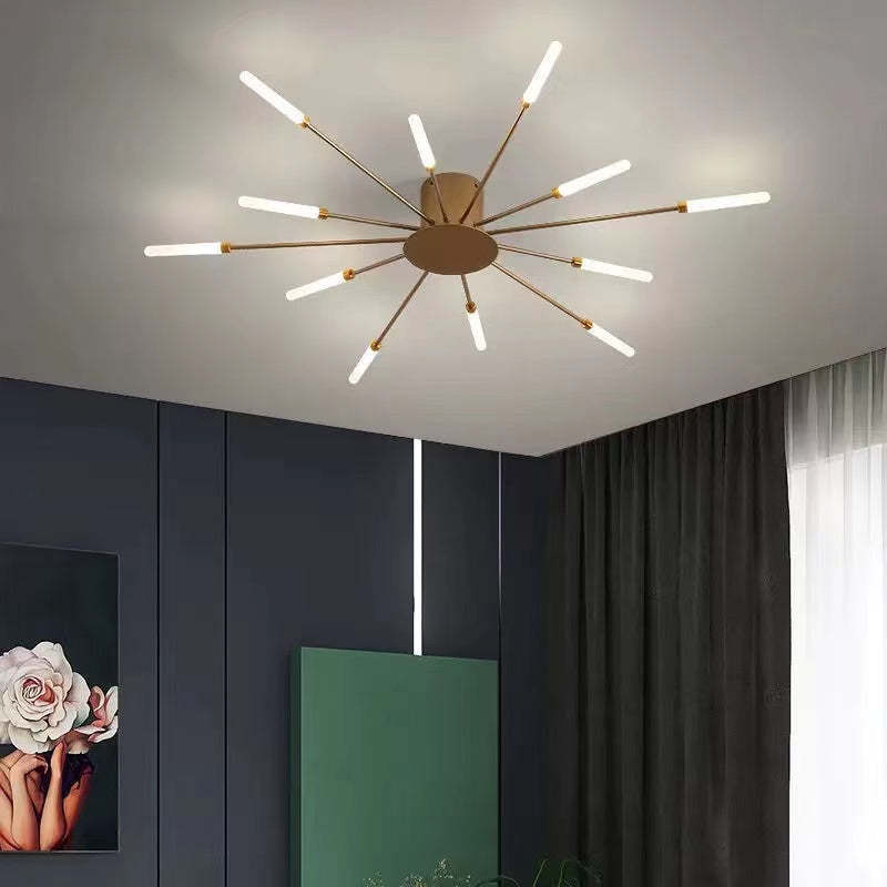 Radial LED Ceiling Light, Metal Rod Design, 24-Inch Fixture
