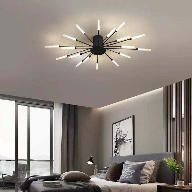 Radial LED Ceiling Light, Metal Rod Design, 24-Inch Fixture