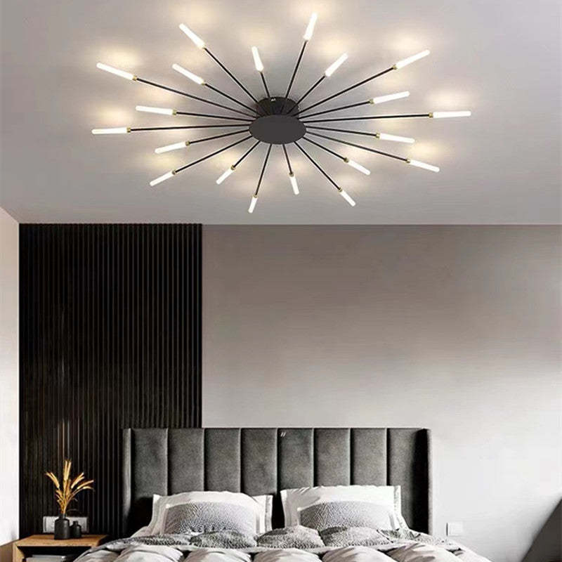 Radial LED Ceiling Light, Metal Rod Design, 24-Inch Fixture
