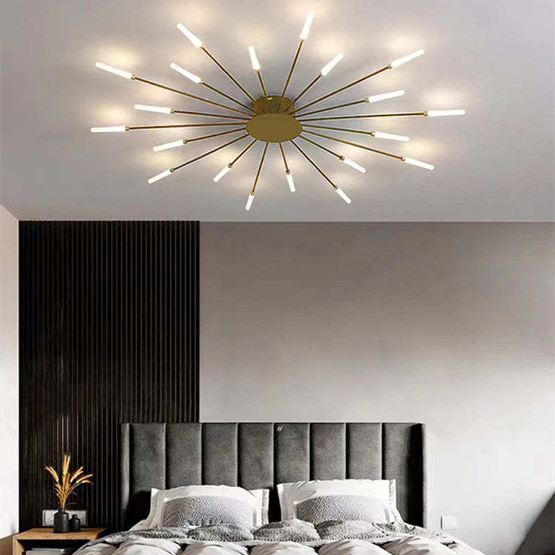 Radial LED Ceiling Light, Metal Rod Design, 24-Inch Fixture