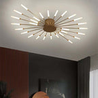 Radial LED Ceiling Light, Metal Rod Design, 24-Inch Fixture