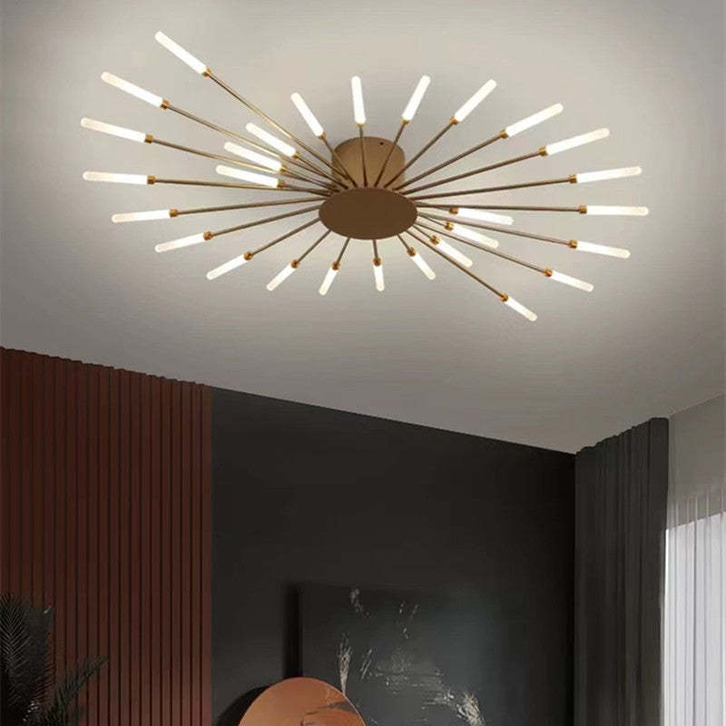 Radial LED Ceiling Light, Metal Rod Design, 24-Inch Fixture