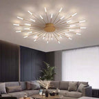 Radial LED Ceiling Light, Metal Rod Design, 24-Inch Fixture