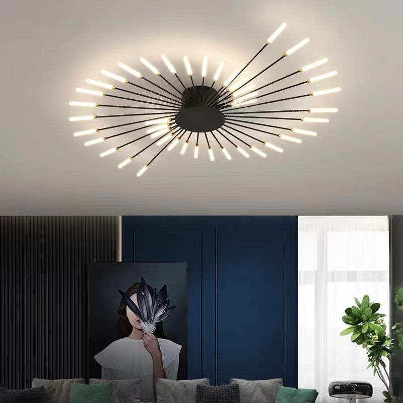 Radial LED Ceiling Light, Metal Rod Design, 24-Inch Fixture