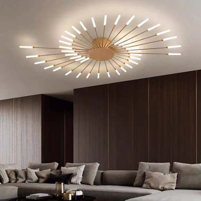 Radial LED Ceiling Light, Metal Rod Design, 24-Inch Fixture