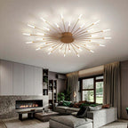 Radial LED Ceiling Light, Metal Rod Design, 24-Inch Fixture