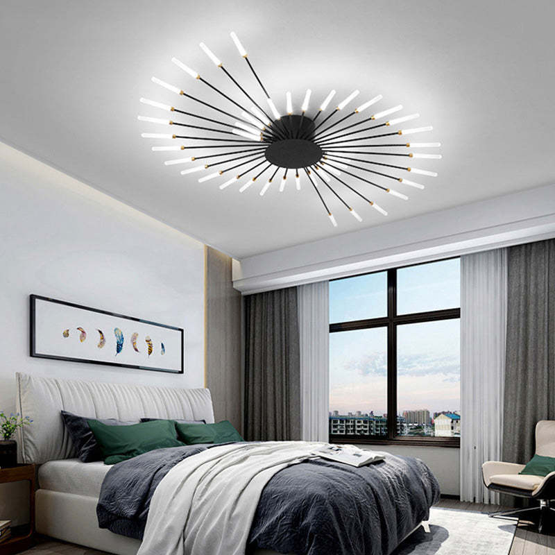 Radial LED Ceiling Light, Metal Rod Design, 24-Inch Fixture